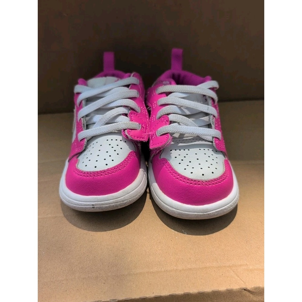 Nike Dunk Low Toddler Size 6C Pink White Athletic Leather Walking Shoes Sneakers